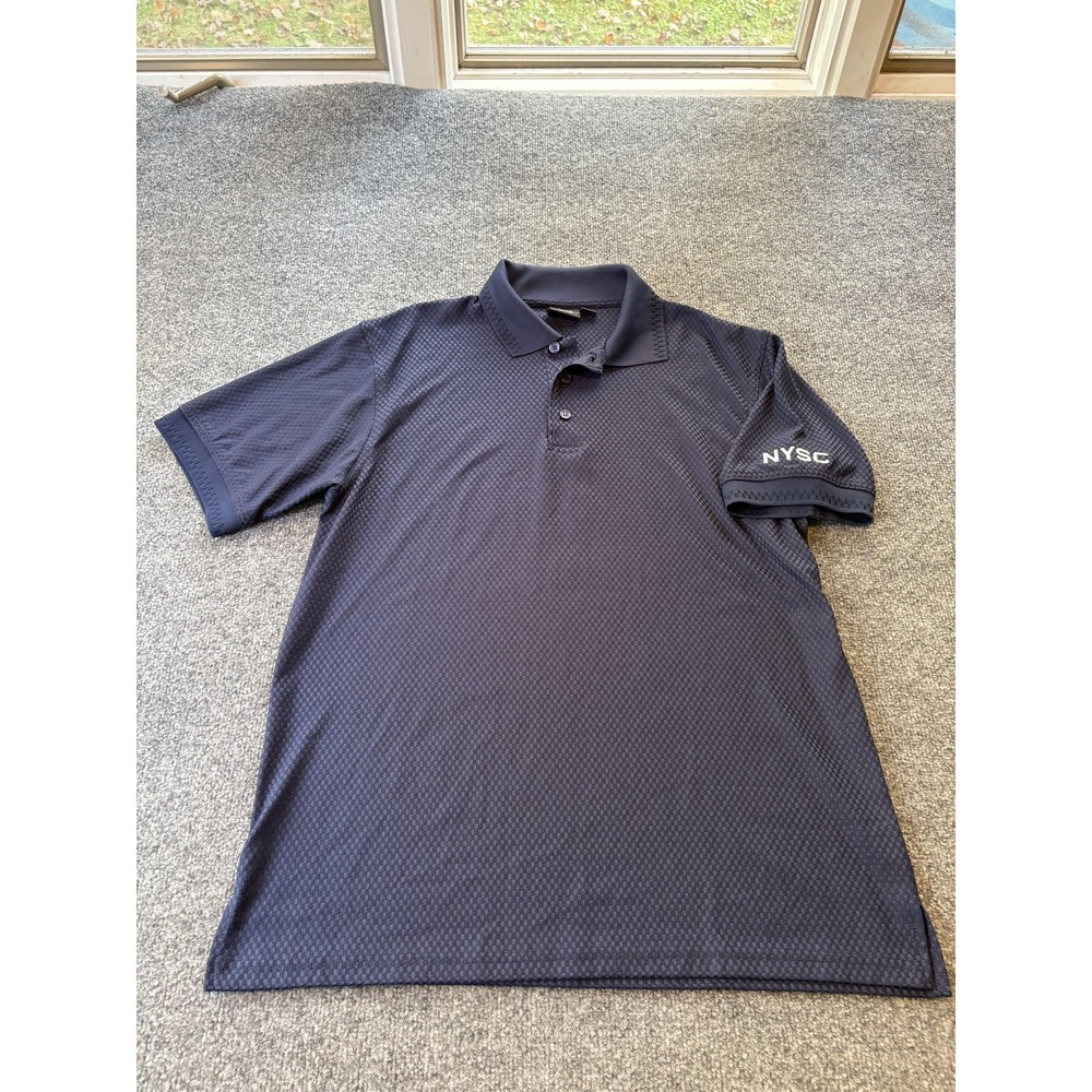 AKWA Classic Polo Shirt Mens Large Navy Blue Made in USA Performance NYSC Golf